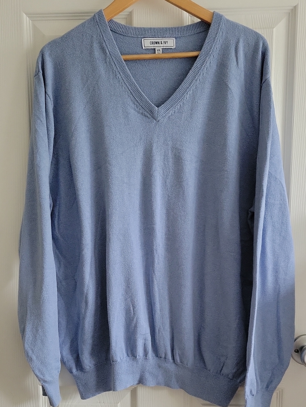 Crown & Ivy Cashmere Blend VNeck Sweater XXL Sky Blue EUC Golf